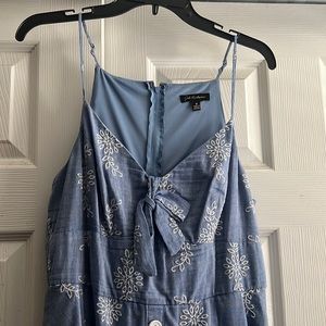 Denim colored & white embroidered dress